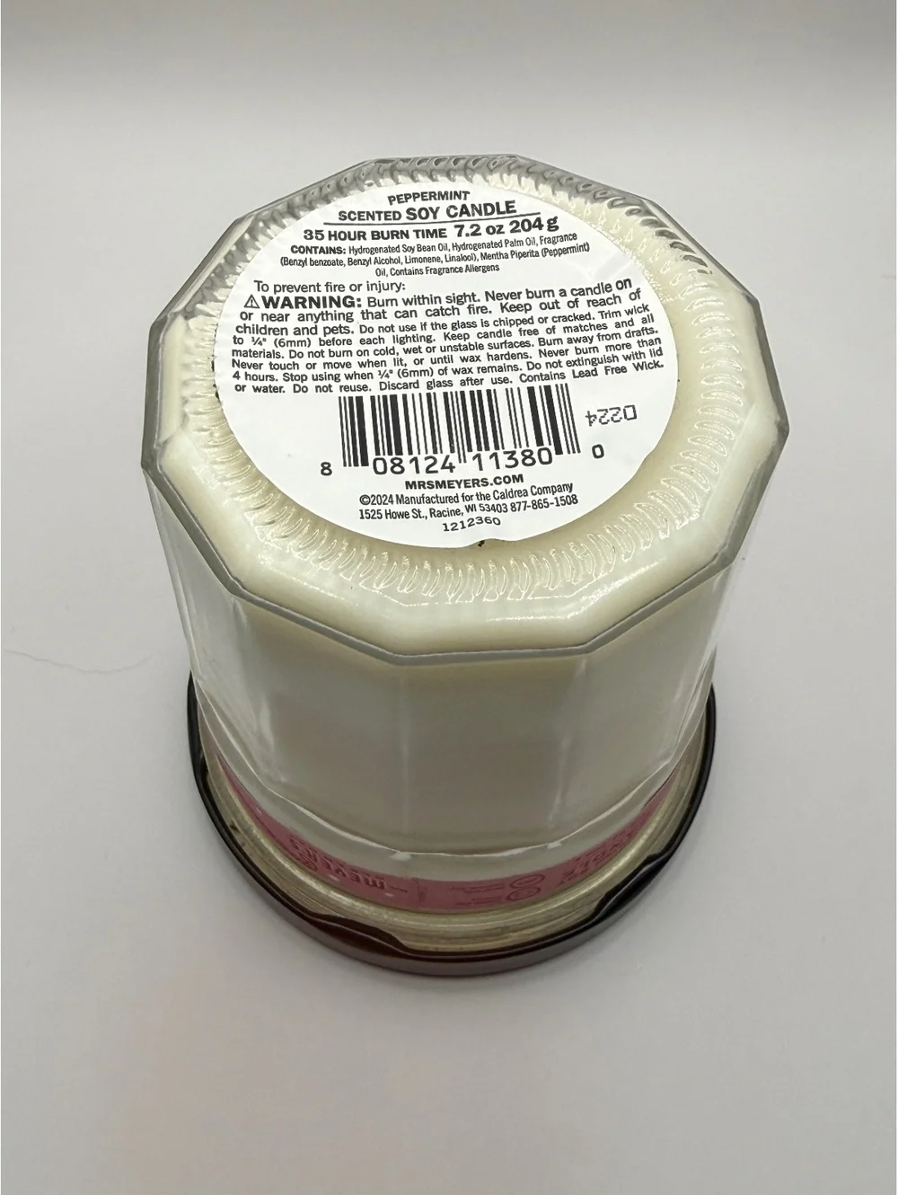 Mrs Meyer’s Clean Day Christmas Winter Holiday Peppermint Scent Soy Candle